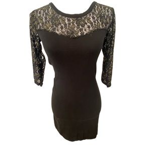 Material Girl Black Lace Bodycon Mini Dress